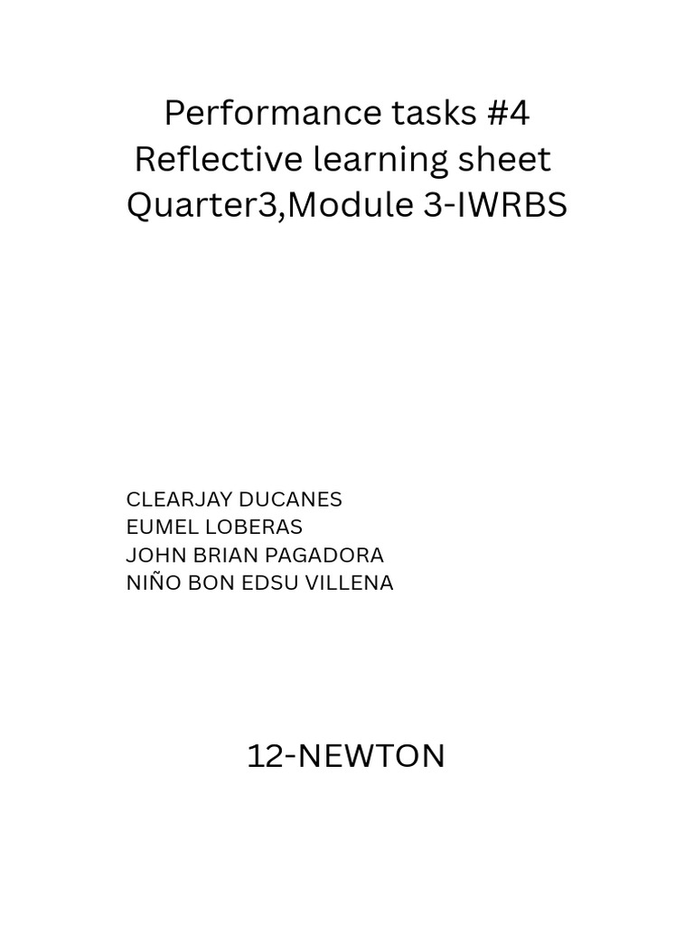 Performance Tasks 4 | PDF