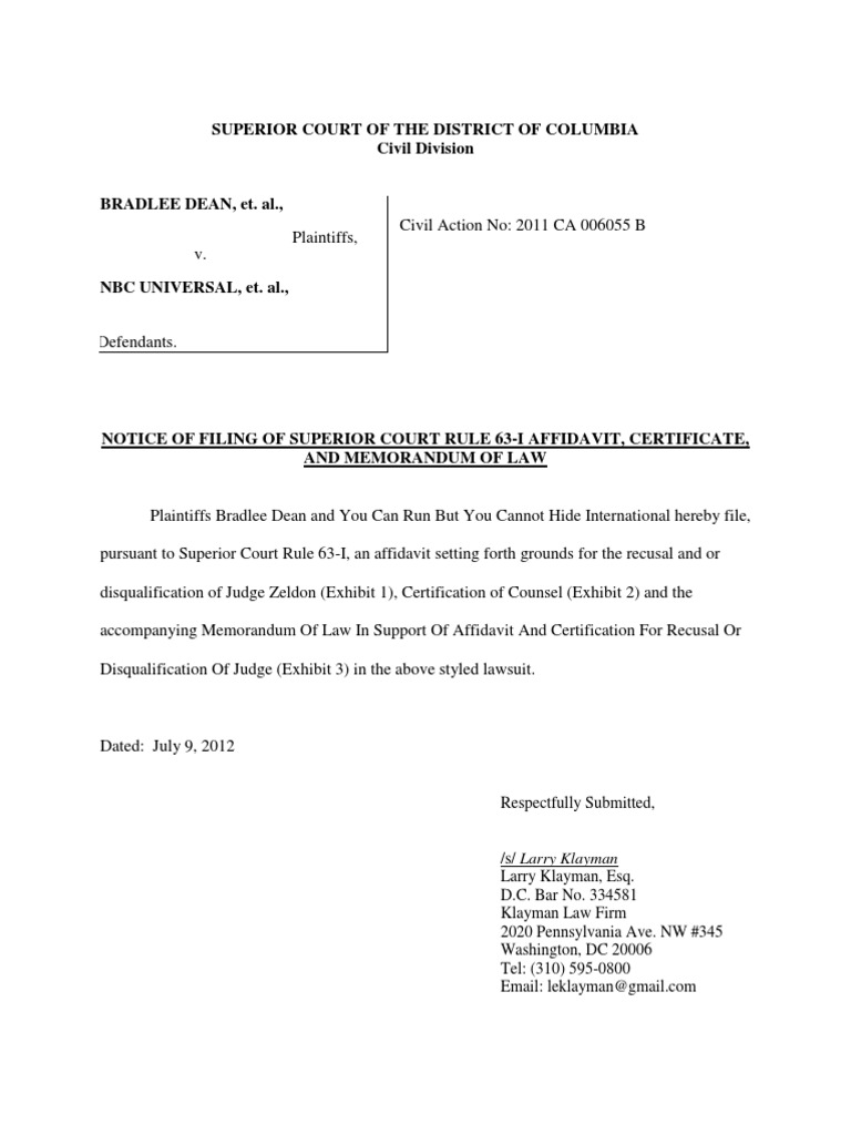 Recusal Request for Judge Zeldon | PDF | Judicial Disqualification ...