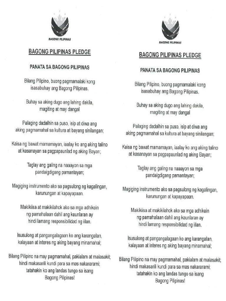 Bagong Pilipinas Pledge | PDF