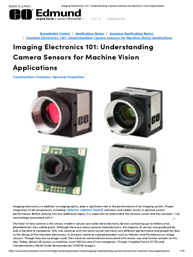 Understanding Camera Sensors For Machine Vision Applications | PDF ...