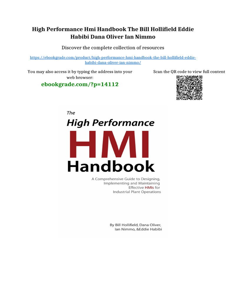 High Performance HMI Handbook The Bill Hollifield Eddie Habibi Dana ...