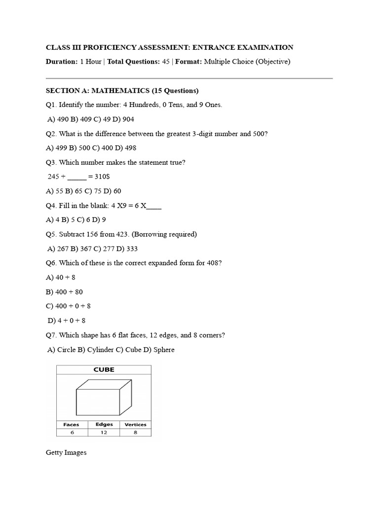 Class III Proficiency Assessment | PDF