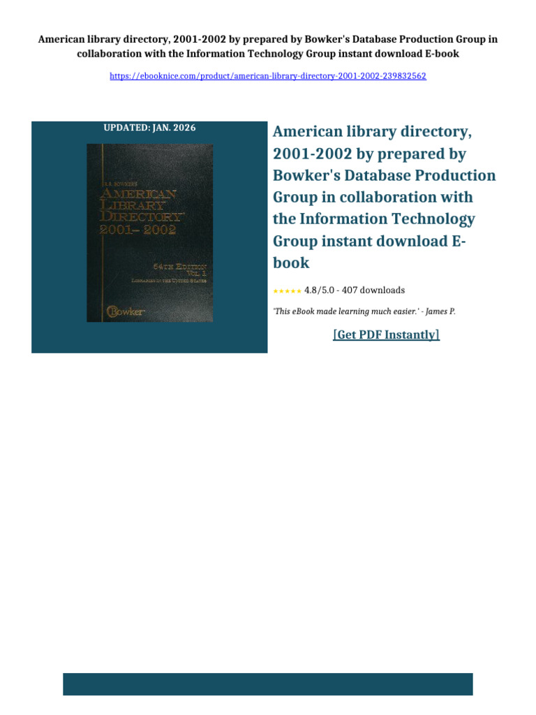 American library directory, 2001-2002 by prepared by Bowker's Database ...