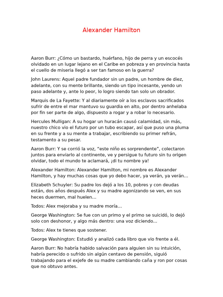 hamilton adaptación tecmilenio | PDF | Hamilton (musical) | Alexander ...