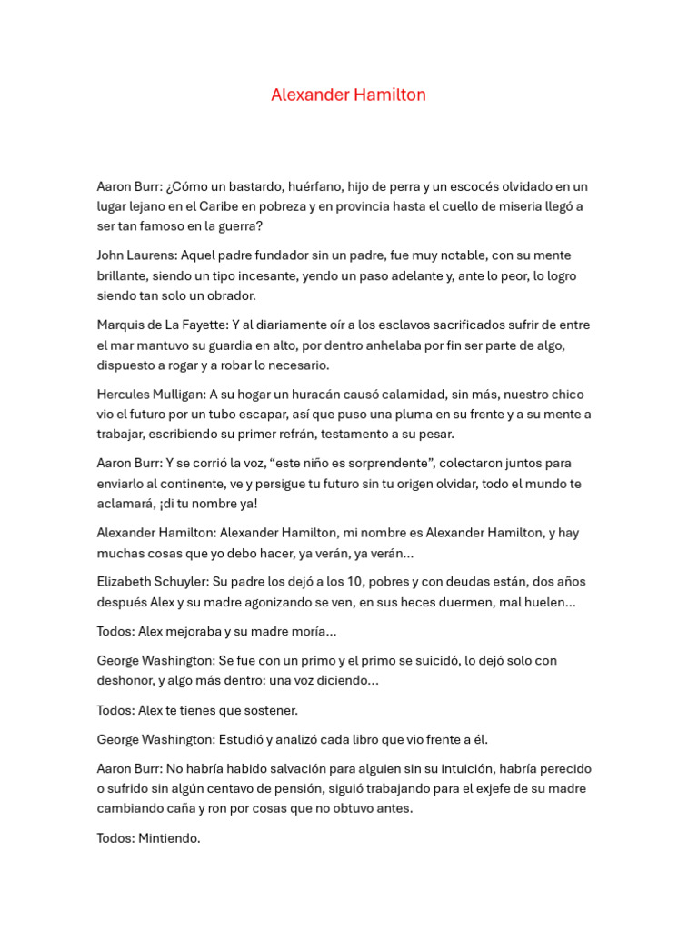 Hamilton Adaptación Tecmilenio | PDF | Hamilton (musical) | Alexander ...