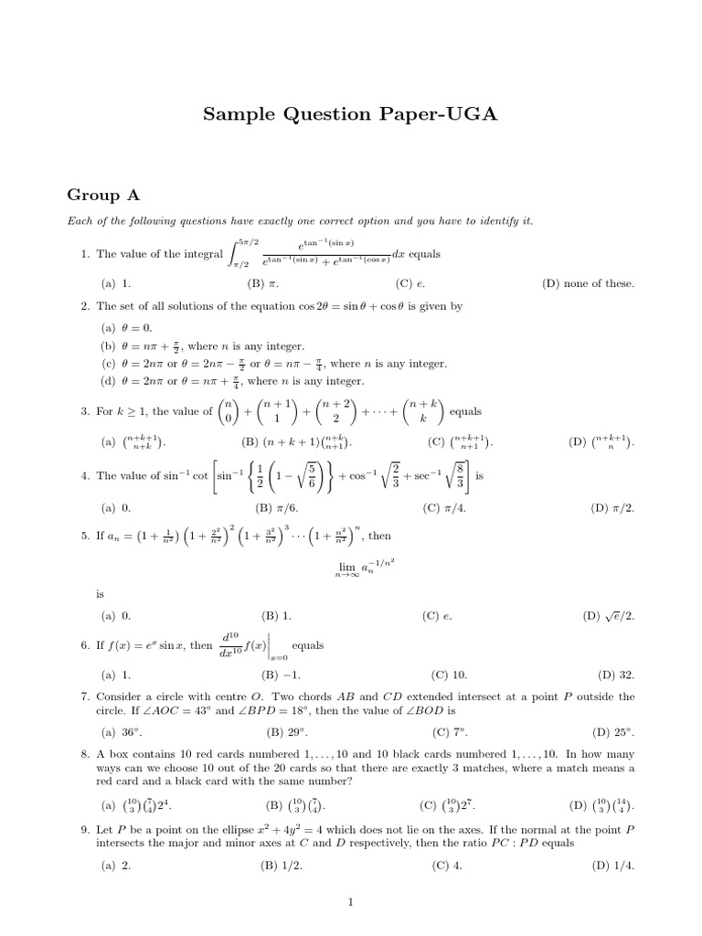Bstat Bmath Uga 2026 | PDF | Line (Geometry) | Circle