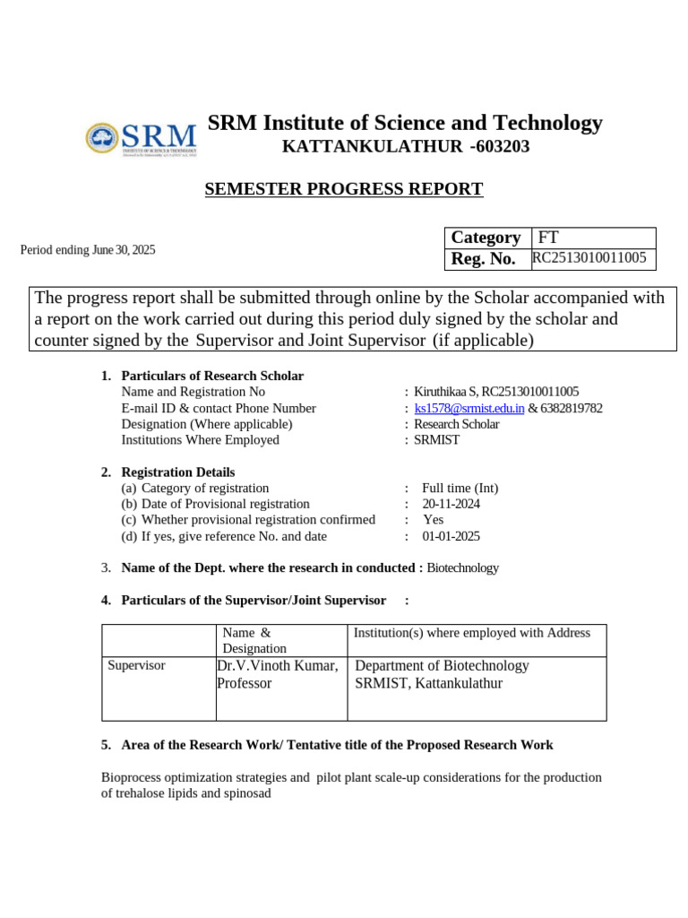 Semester Progress Report PHD | PDF