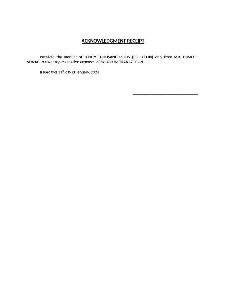Acknowledgment Receipt | PDF