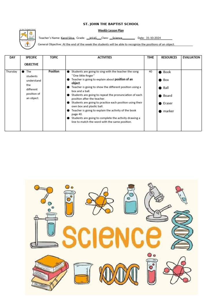 Science Lesson Pre-School | PDF