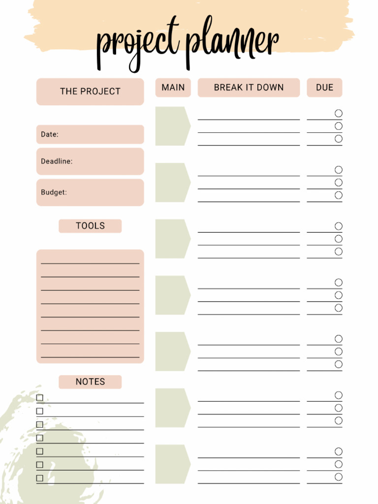 Modern and Elegant Project Planner Template | PDF