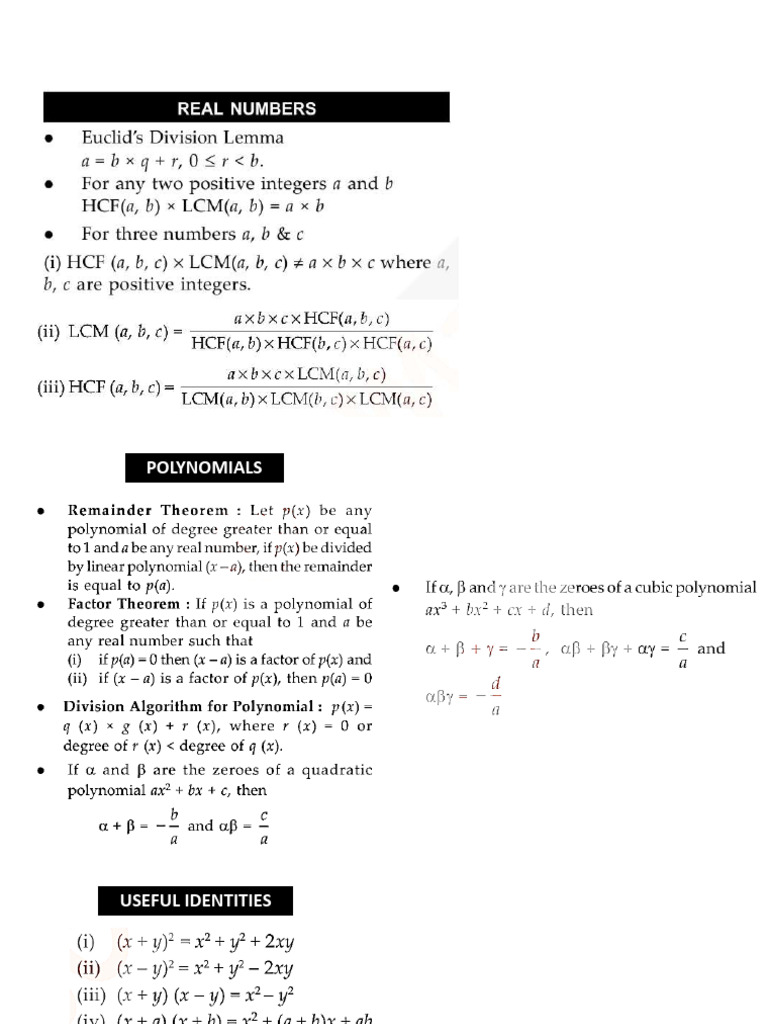 Cbse Formulas | PDF