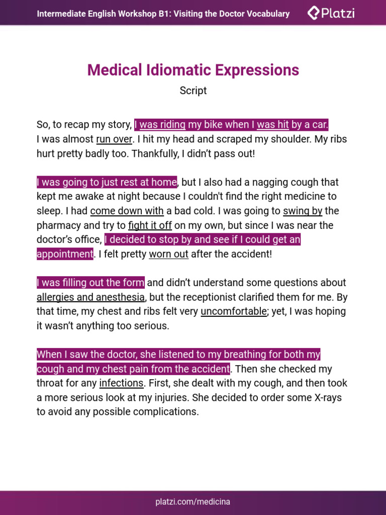 Class 16 Medical Idiomatic Expressions Script c3244223 Db0d 40d1 Bed7 ...