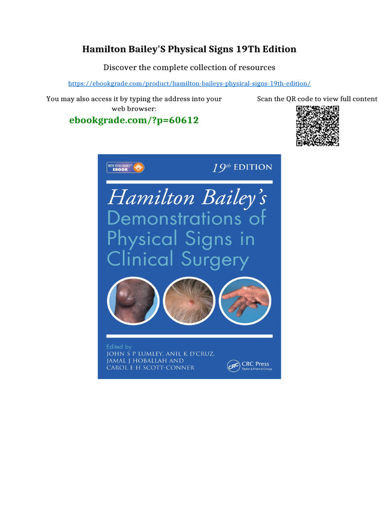 Hamilton Bailey's Physical Signs 19th Edition Available Instanly | PDF ...