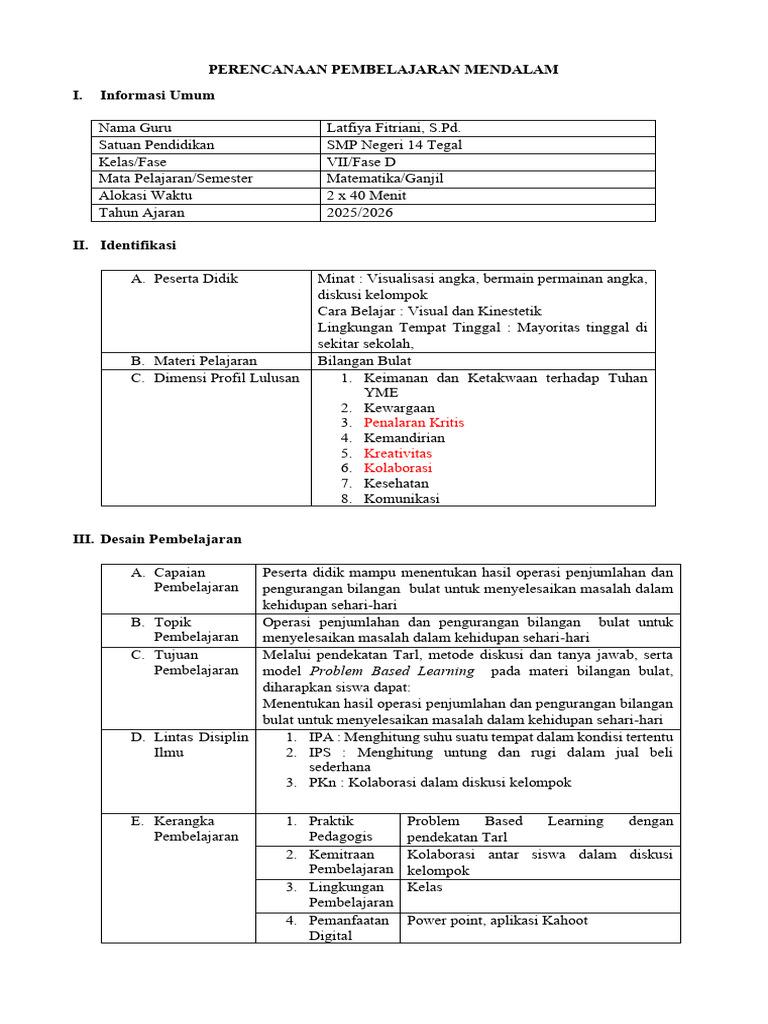 LK Modul 5 Perencanaan RPP Kelompok 1 (Muhammad Abdillah) | PDF
