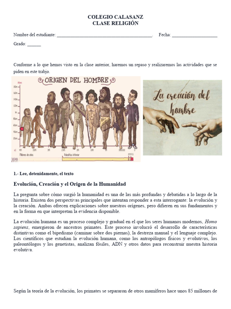Evolution Evolución y Creación Origen de La Humanidad | PDF | Evolución ...