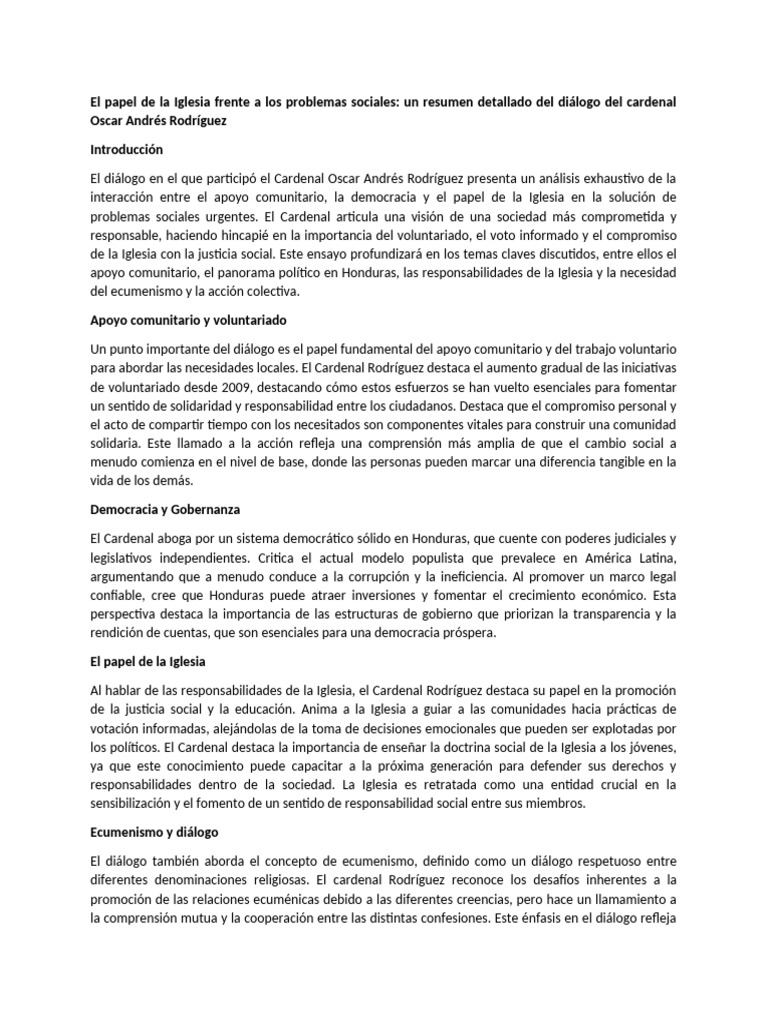 El Papel de La Iglesia Frente A Los Problemas Sociales | PDF ...