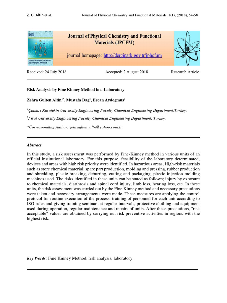 Risk Analysis by Fine Kinney Method in A | PDF | Risk | Occupational ...
