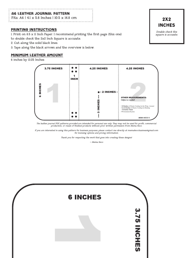 A6+ +Leather+Journal+Template+ +Mema+Keco | PDF | Manufactured Goods