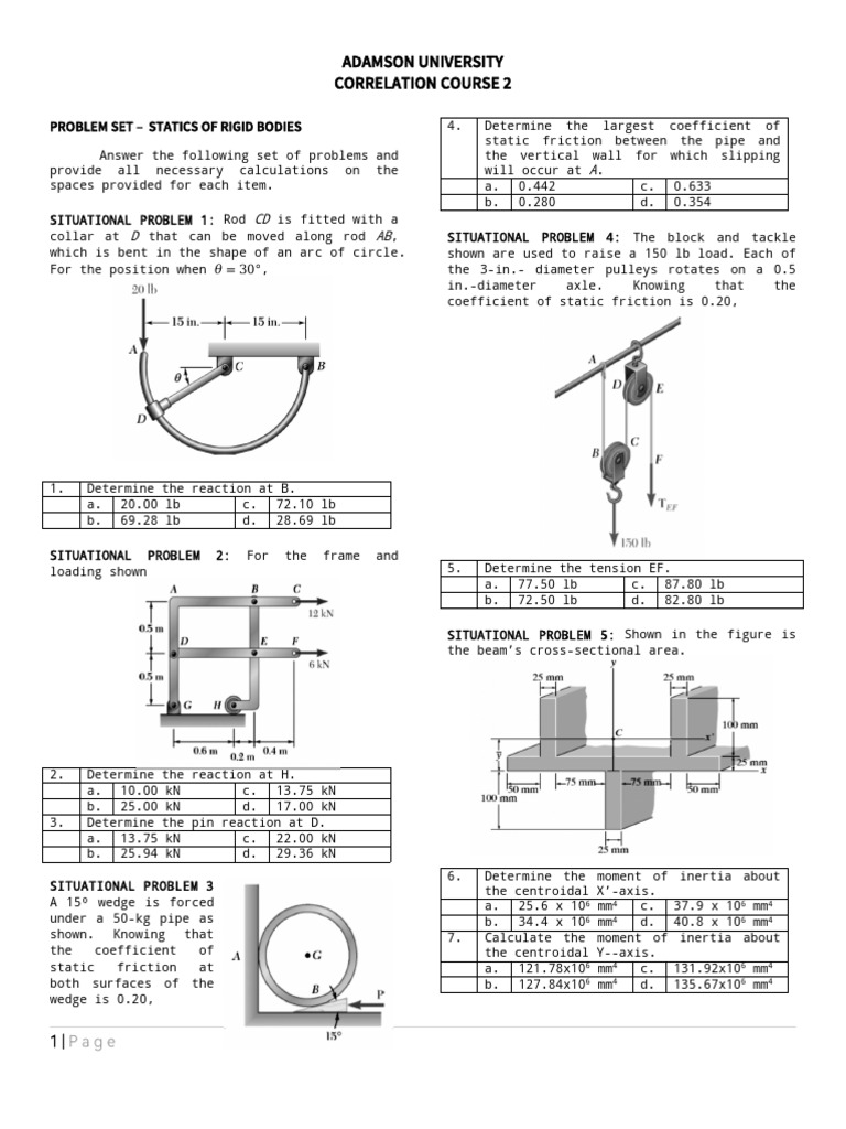 Problem Set Correl2 SRB | PDF | Force | Beam (Structure)