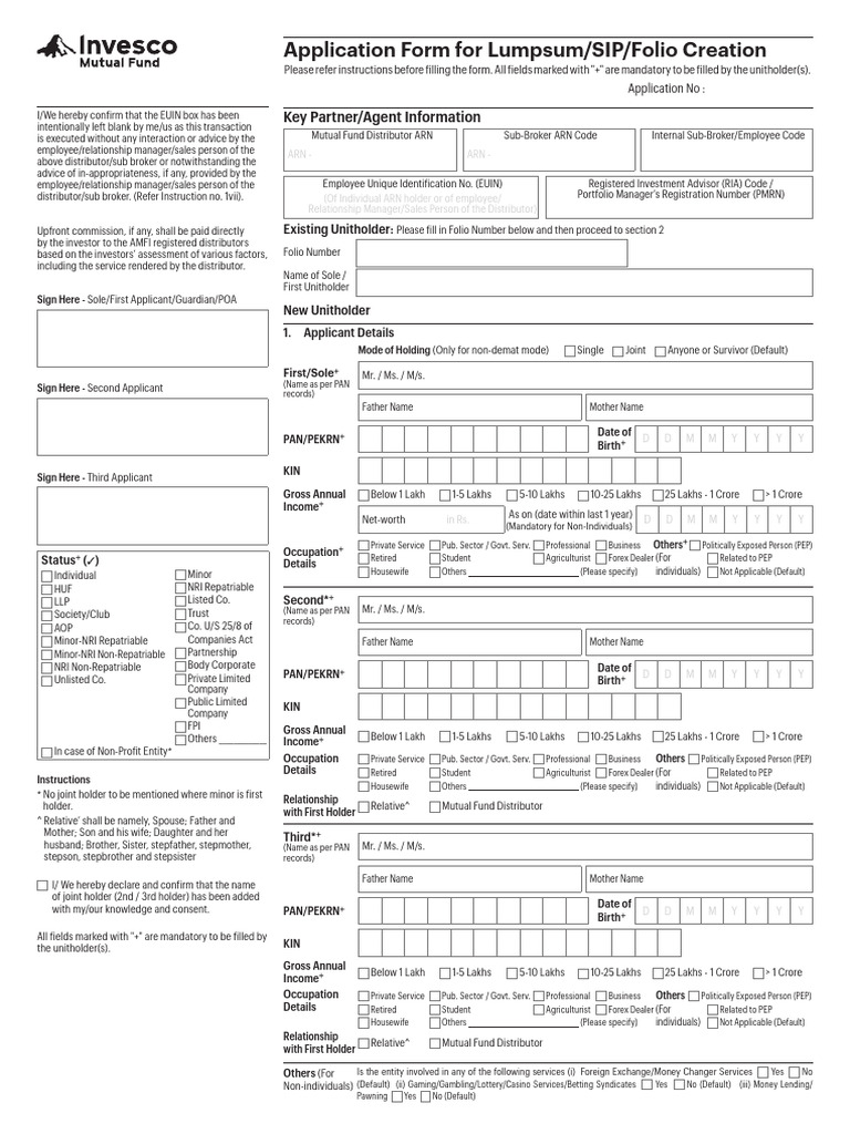 Invesco MF - Common Application Form | PDF | Cheque | Banks