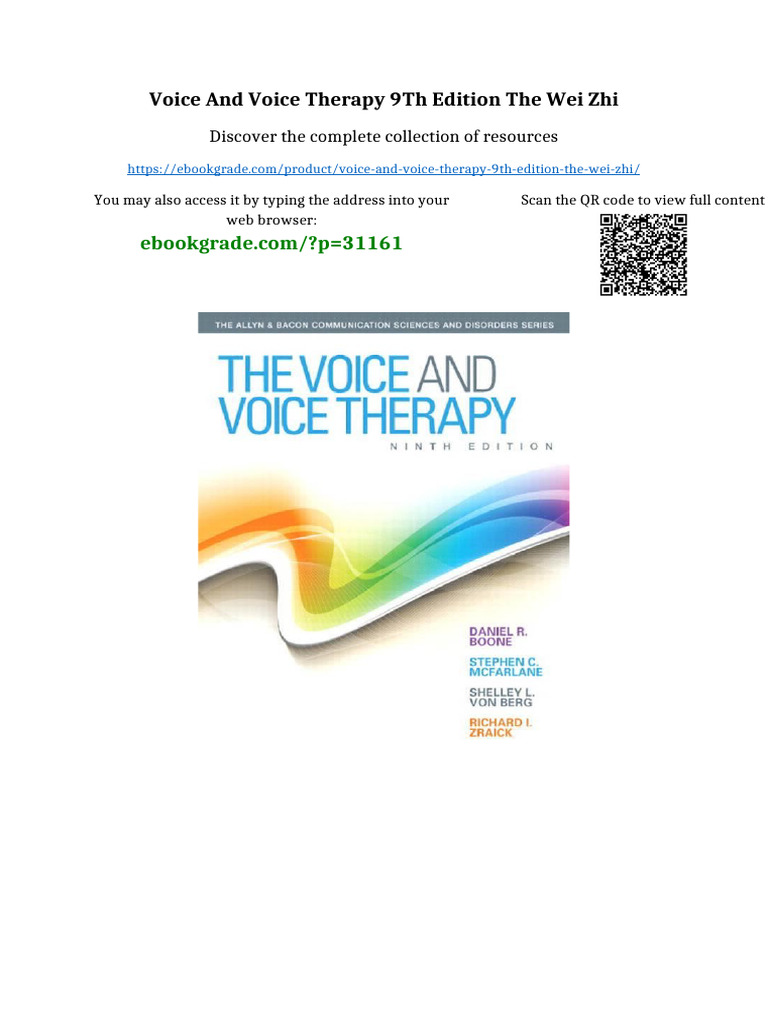 Voice and Voice Therapy 9th Edition The Wei Zhi online version | PDF ...