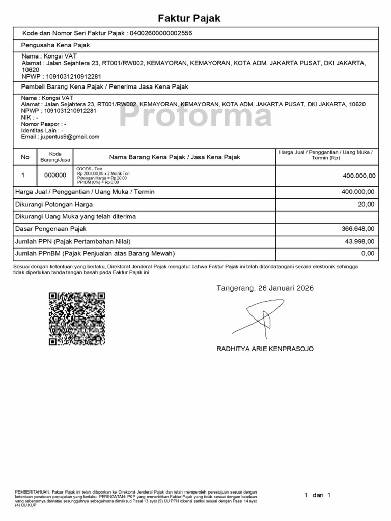 Test Invoice Pjap Pajak Expres | PDF