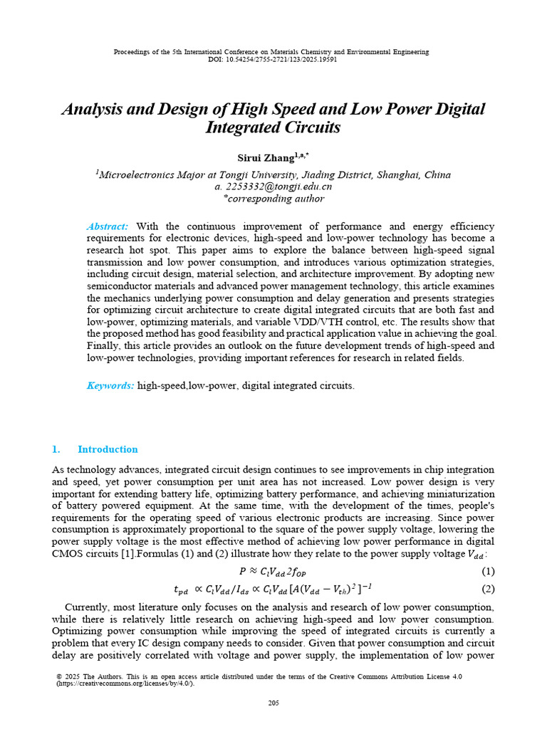 Analysis and Design of High Speed and Low Power Di | PDF | Cmos | Logic ...