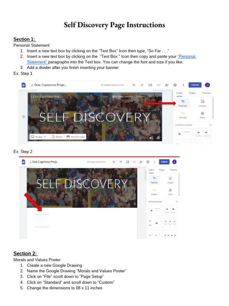 Self Discovery Page Instructions | PDF