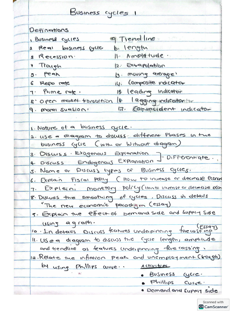 Business Cycle Notes | PDF
