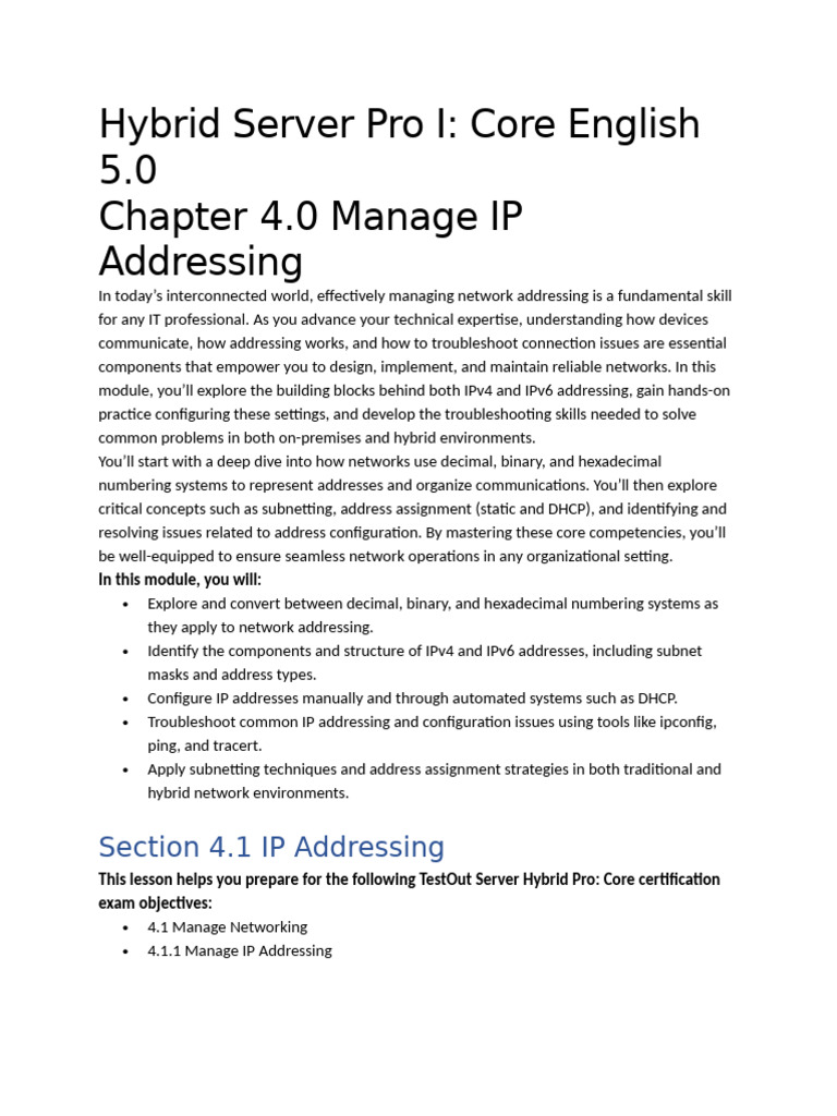 CH 4 Sec 1 | PDF | Ip Address | Computer Network