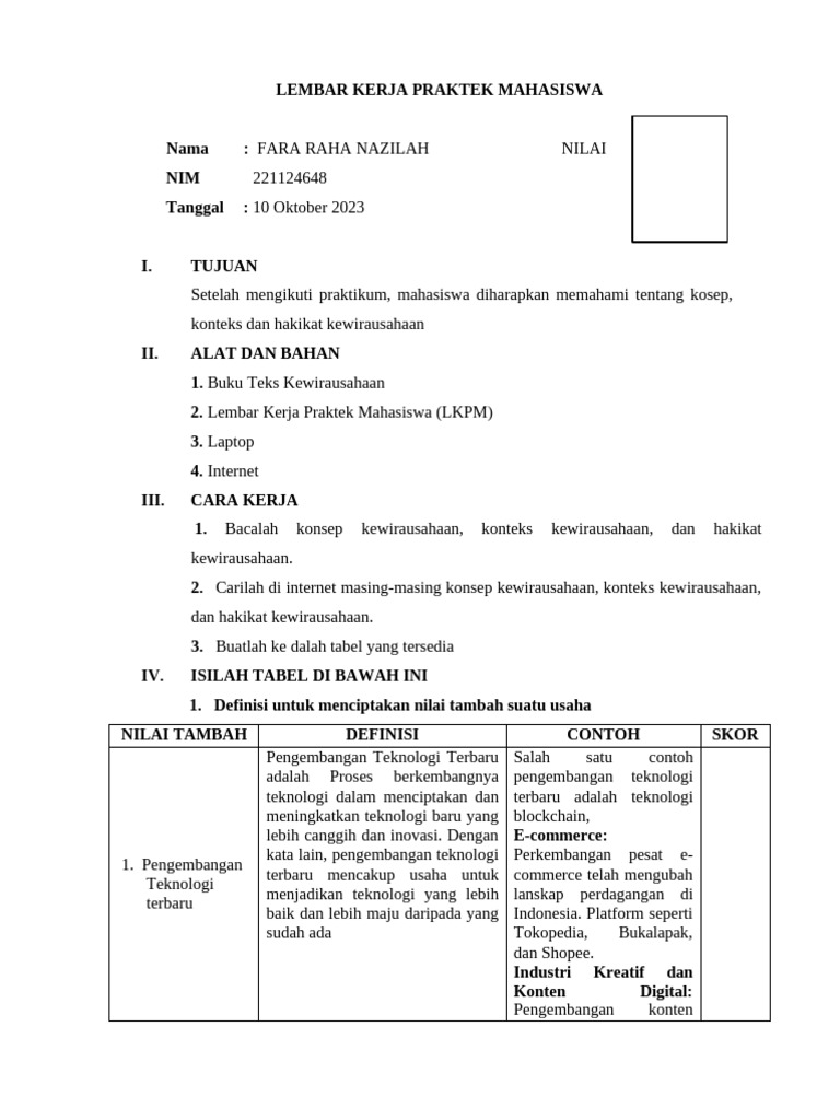 Fara Rahma Nazilah (221124648) LKP 2 | PDF