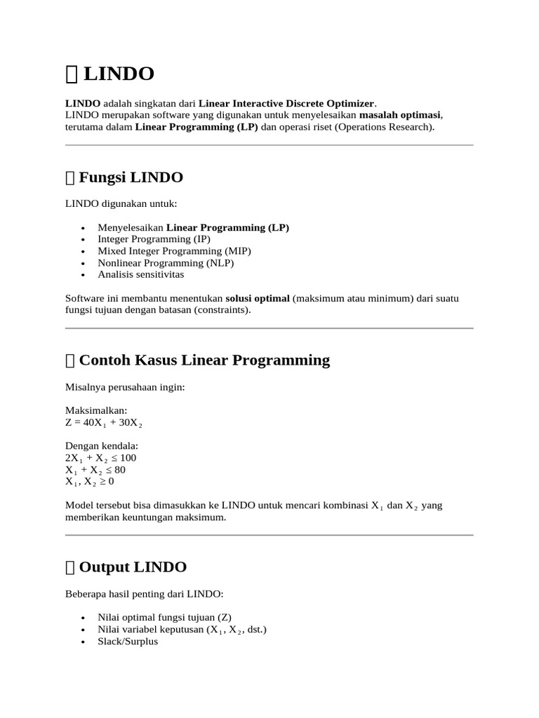 Linear Interactive Discrete Optimizer. | PDF