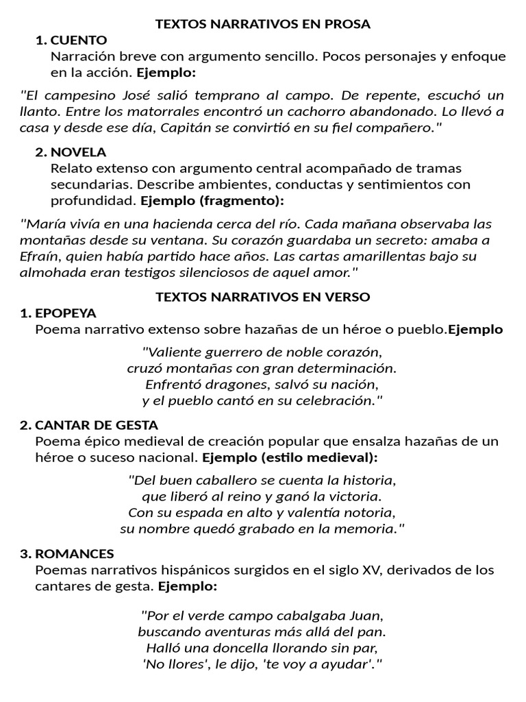 Textos Narrativos en Prosa | PDF | Poesía épica | Poesía