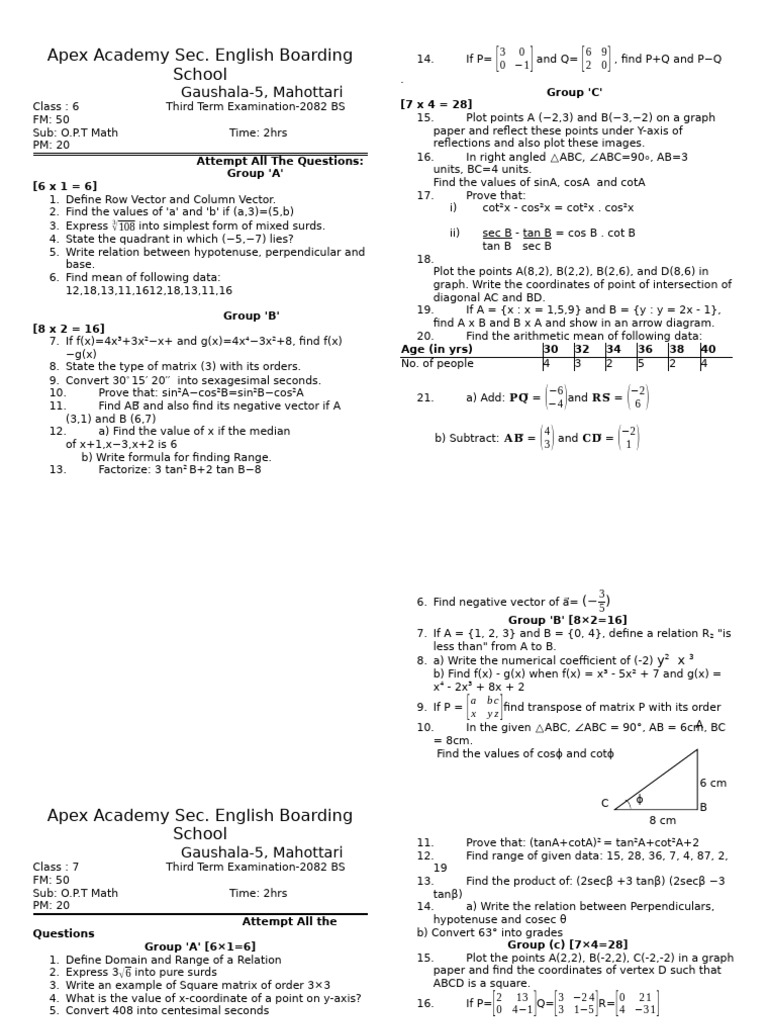 Apex 3rd Opt Math | PDF | Quadratic Equation | Mathematics