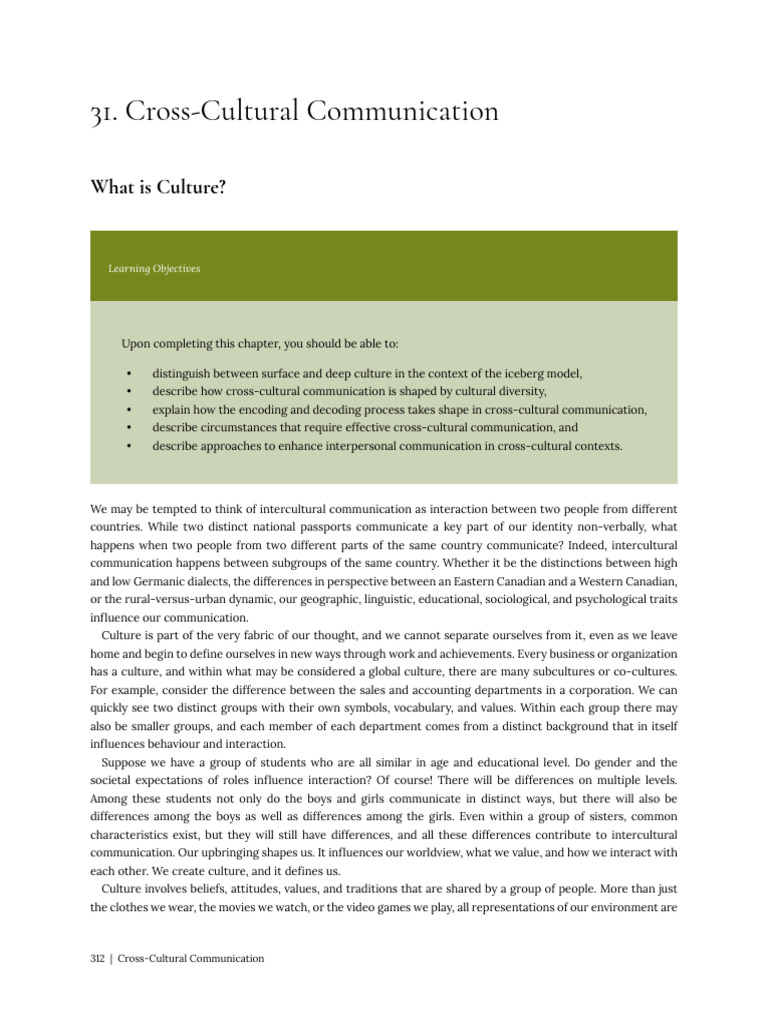 Chapter 31 - Cross-Cultural Communication | PDF | Communication | Cross ...