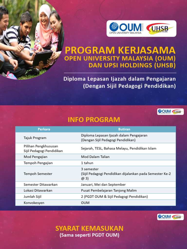 Program Kerjasama PGDT Oum Dan Upsi | PDF