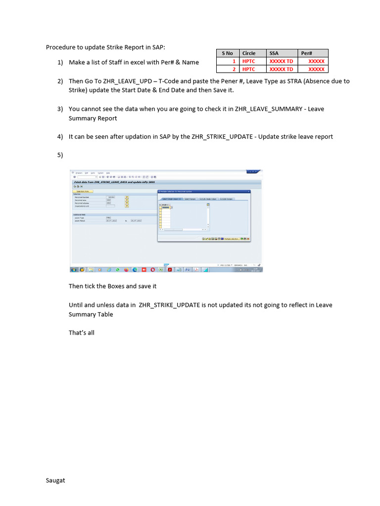 Procedure To Update Strike Report in SAP | PDF