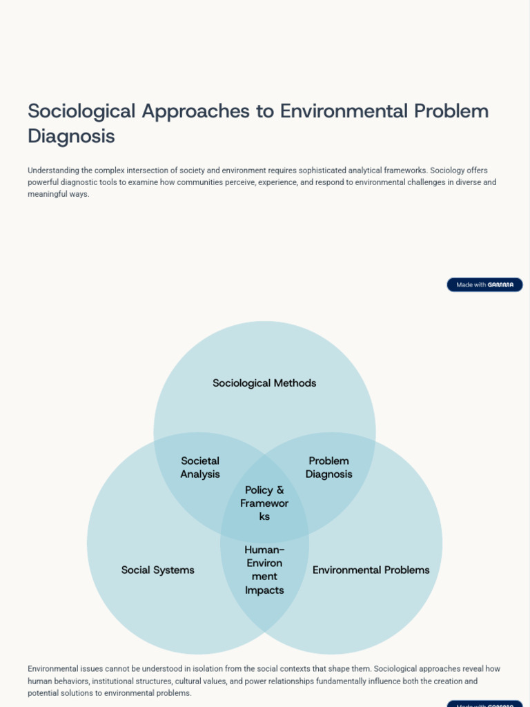 Sociological Approaches To Environmental Problem Diagnosis | PDF ...