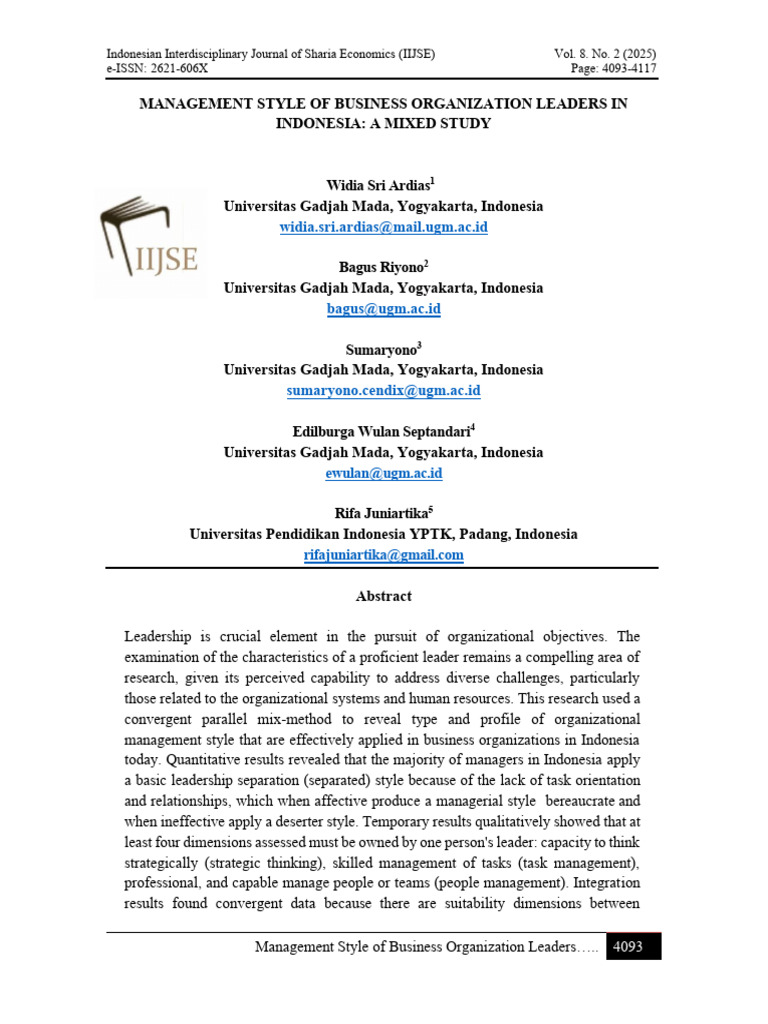 Publikasi Management Style | PDF | Leadership | Qualitative Research