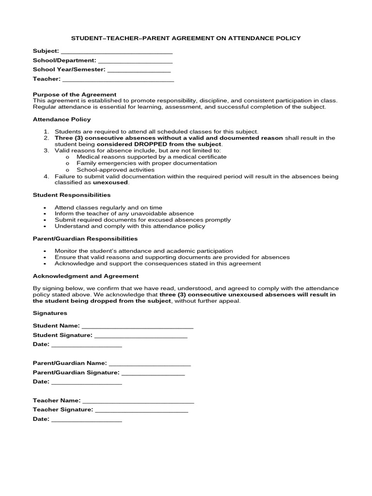 Attendance Agreement | PDF