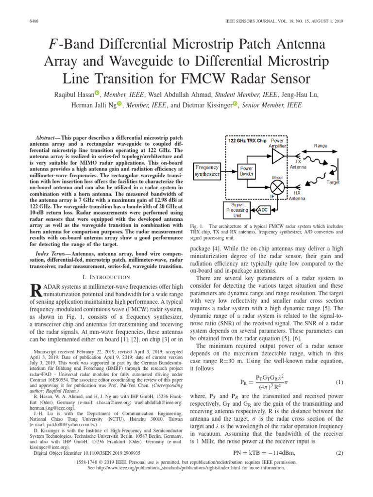 F - Band Differential Microstrip Patch Antenna Array and Waveguide To ...