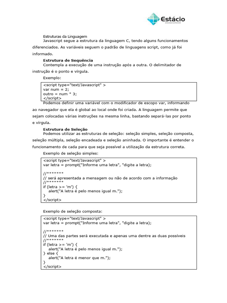 06 - Estruturas | PDF | Linguagem de programação | Informática