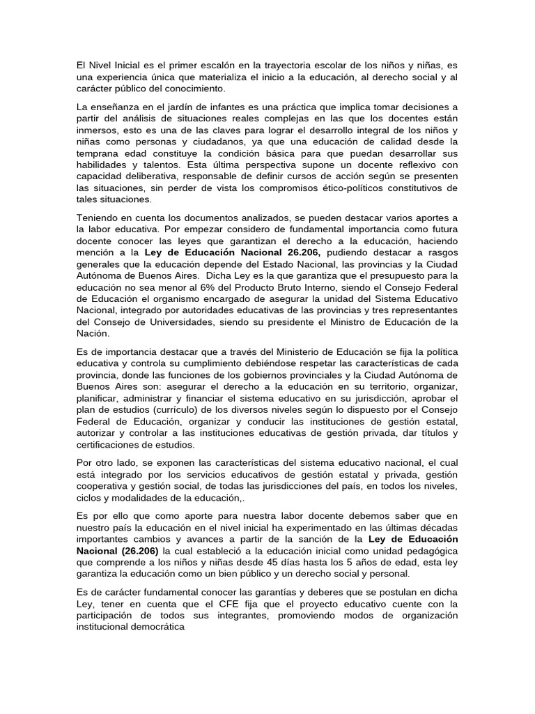 El Nivel Inicial | PDF | Educación de la primera infancia | Plan de ...