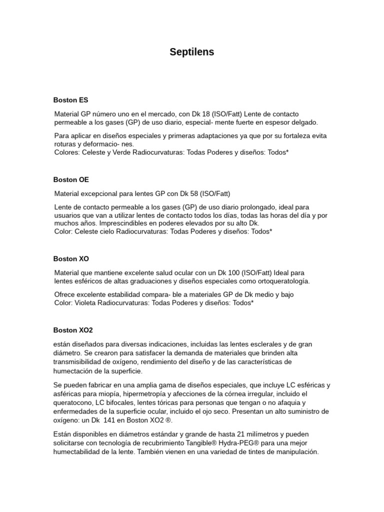 Lentes Rigidos Septilens | PDF