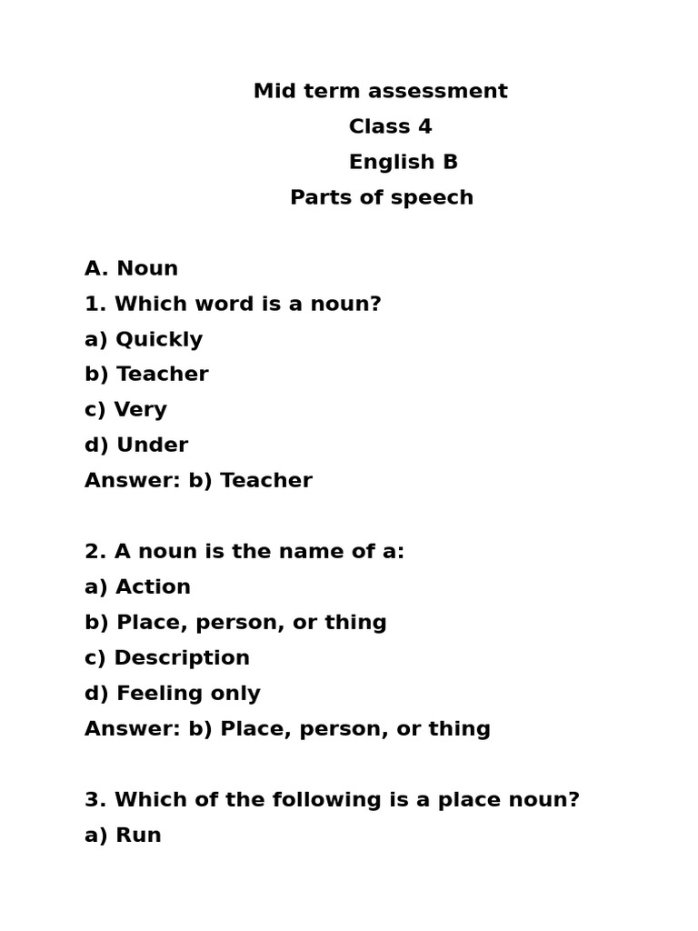 Class 4 English B | PDF | Adverb | Adjective
