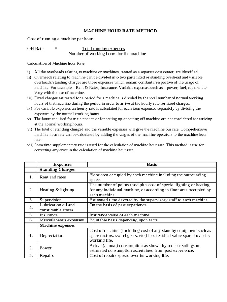Note - 07 - Machine Hour Rate Method | PDF | Business | Economies