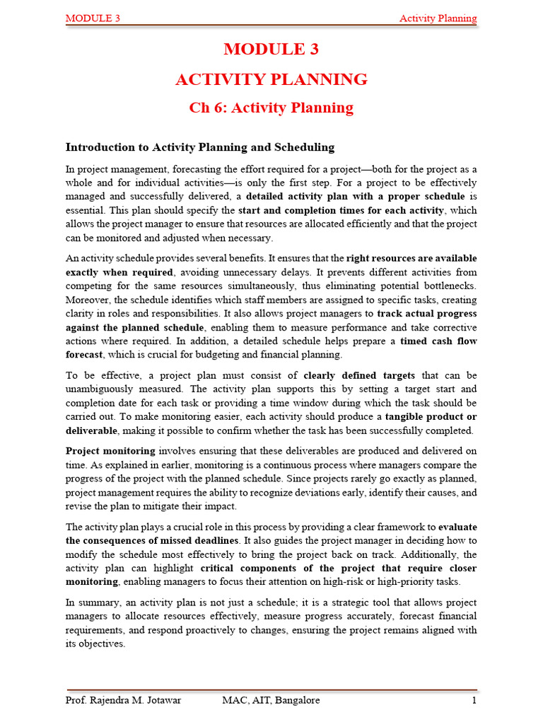 Module 3 Activity Planning | PDF | Project Management | Risk Management