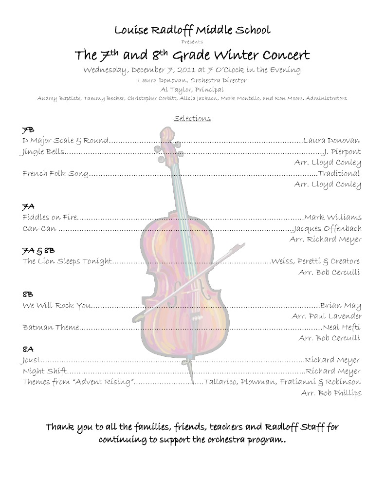 Radloff Middle School Winter Concert 2011 | PDF | Rock And Roll Music ...