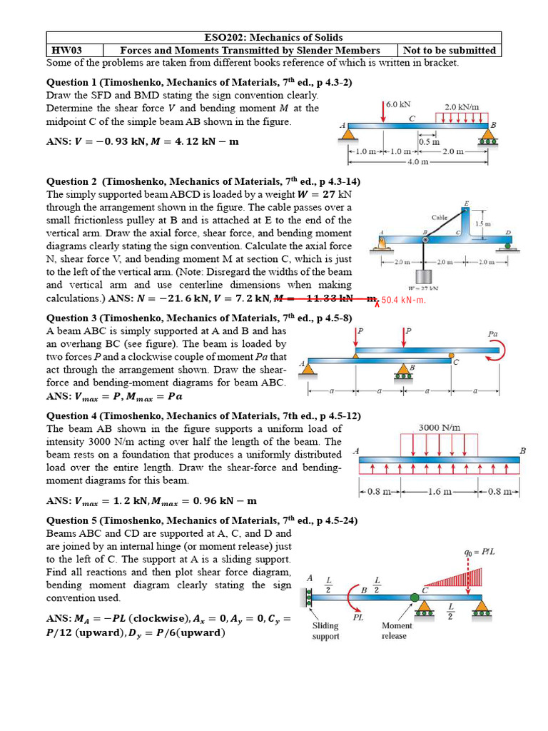 HW - 03 Soln | PDF | Bending | Beam (Structure)