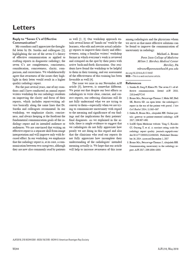 Seven Cs of Effective Communication | PDF | Radiology | Medicine